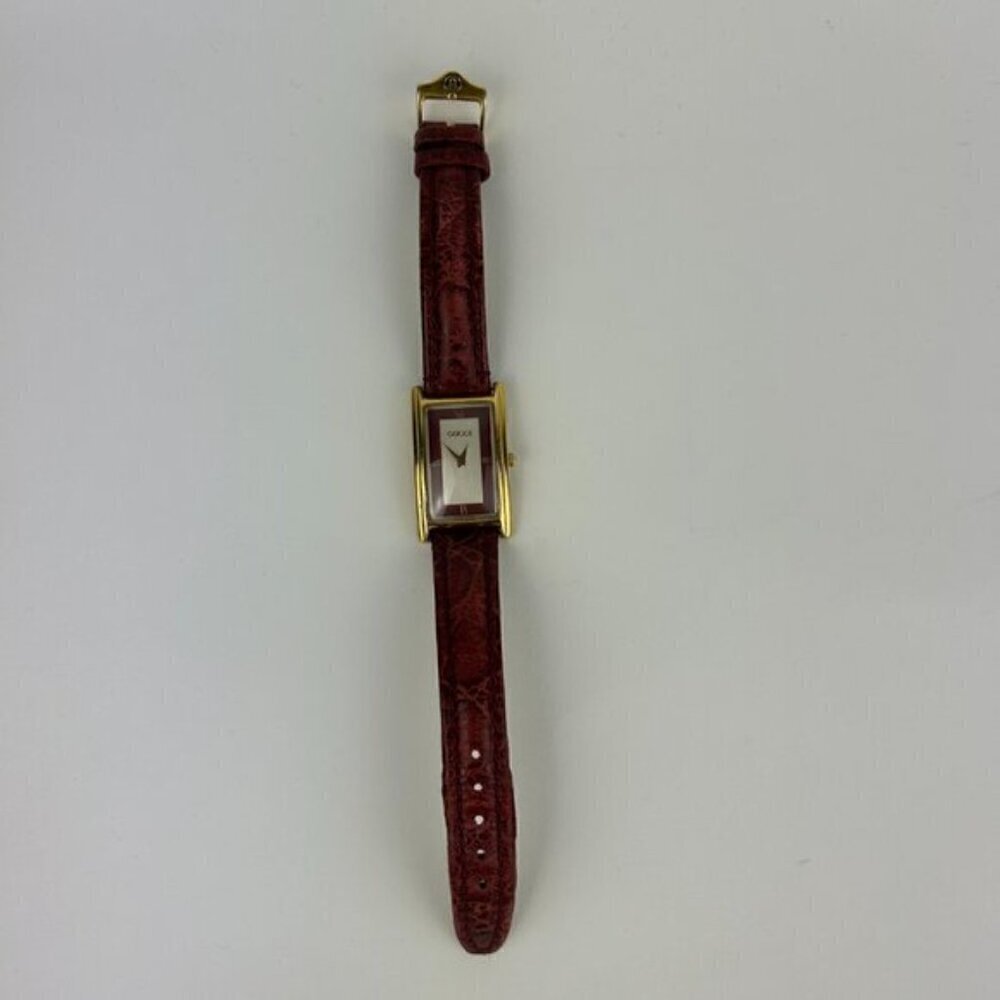 GUCCI 2600M Vintage Women's Quartz Watch Red Leather band - Picture 5 of 12